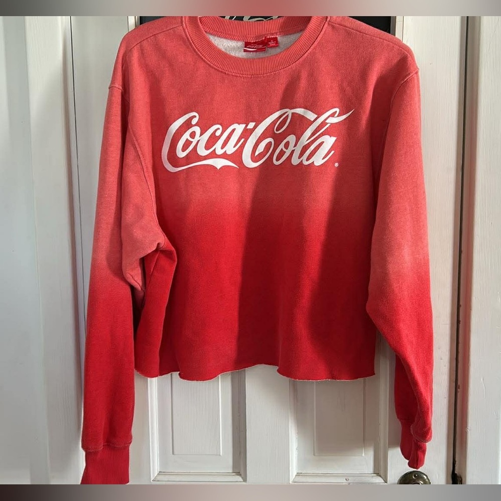 Coca Cola sweatshirt ombre red crop graphic pullover XL ❤️